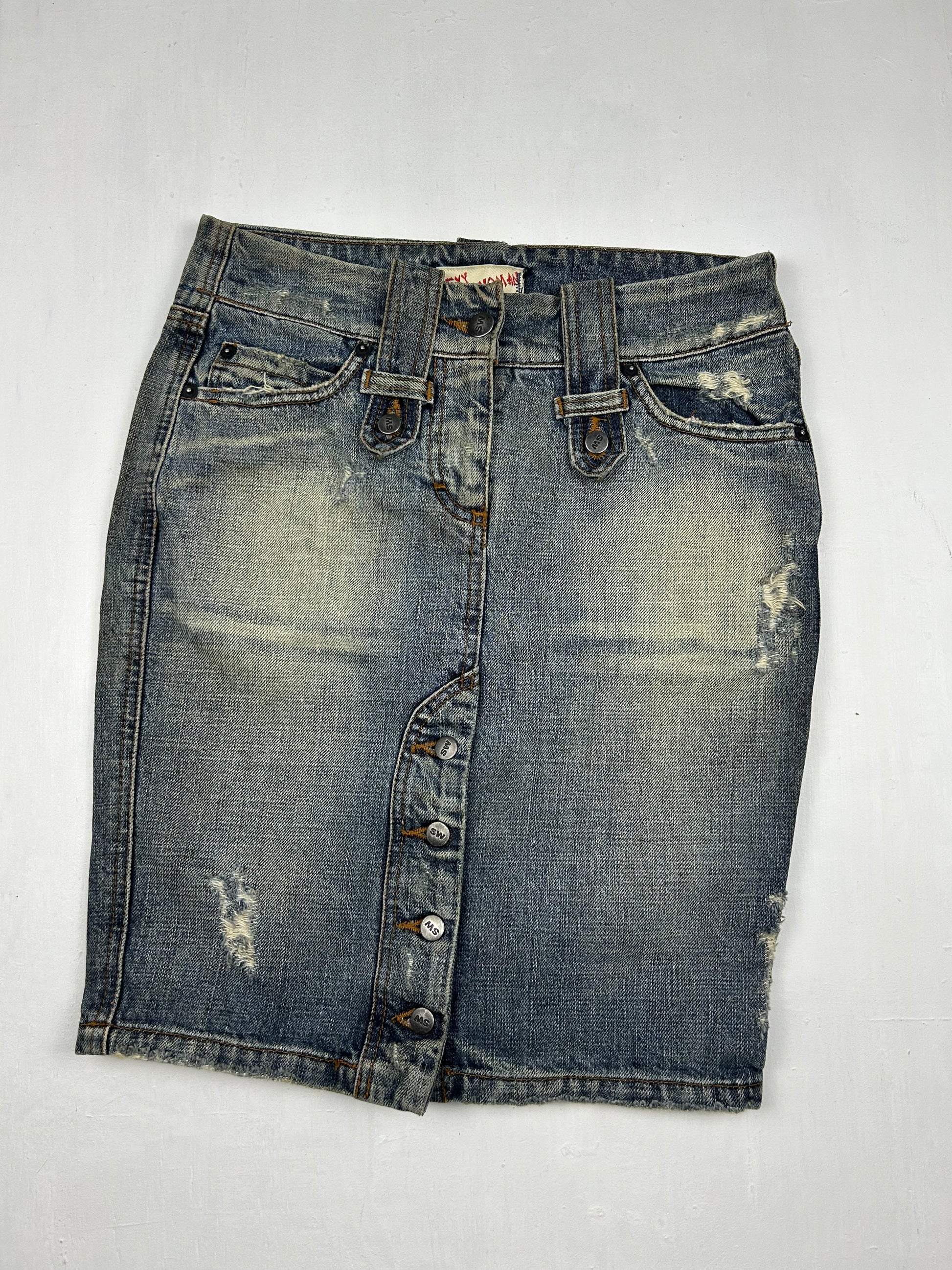 Denim low rise mid skirt (XS)