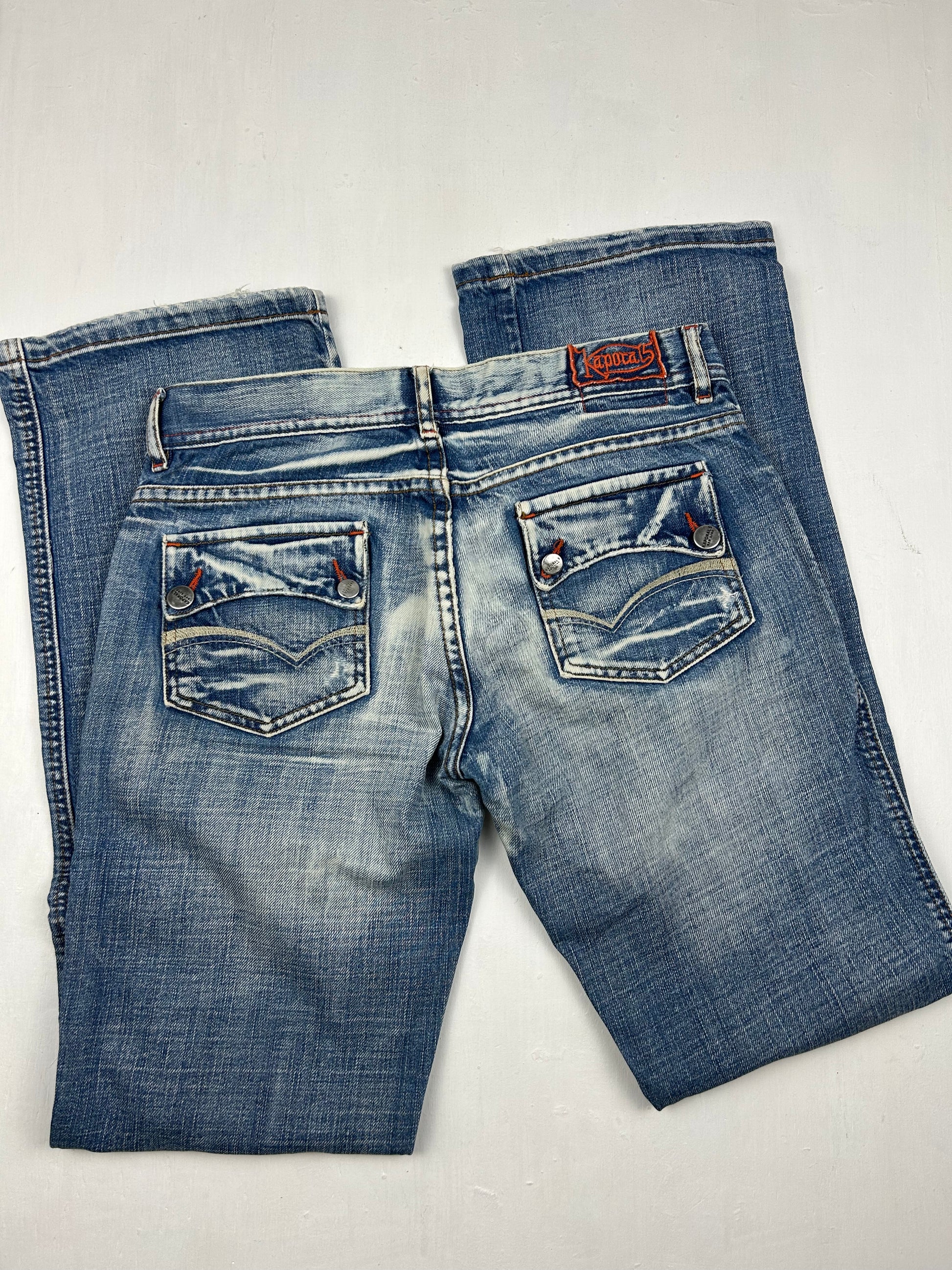 Blue low waist bootcut denim pants (XS)