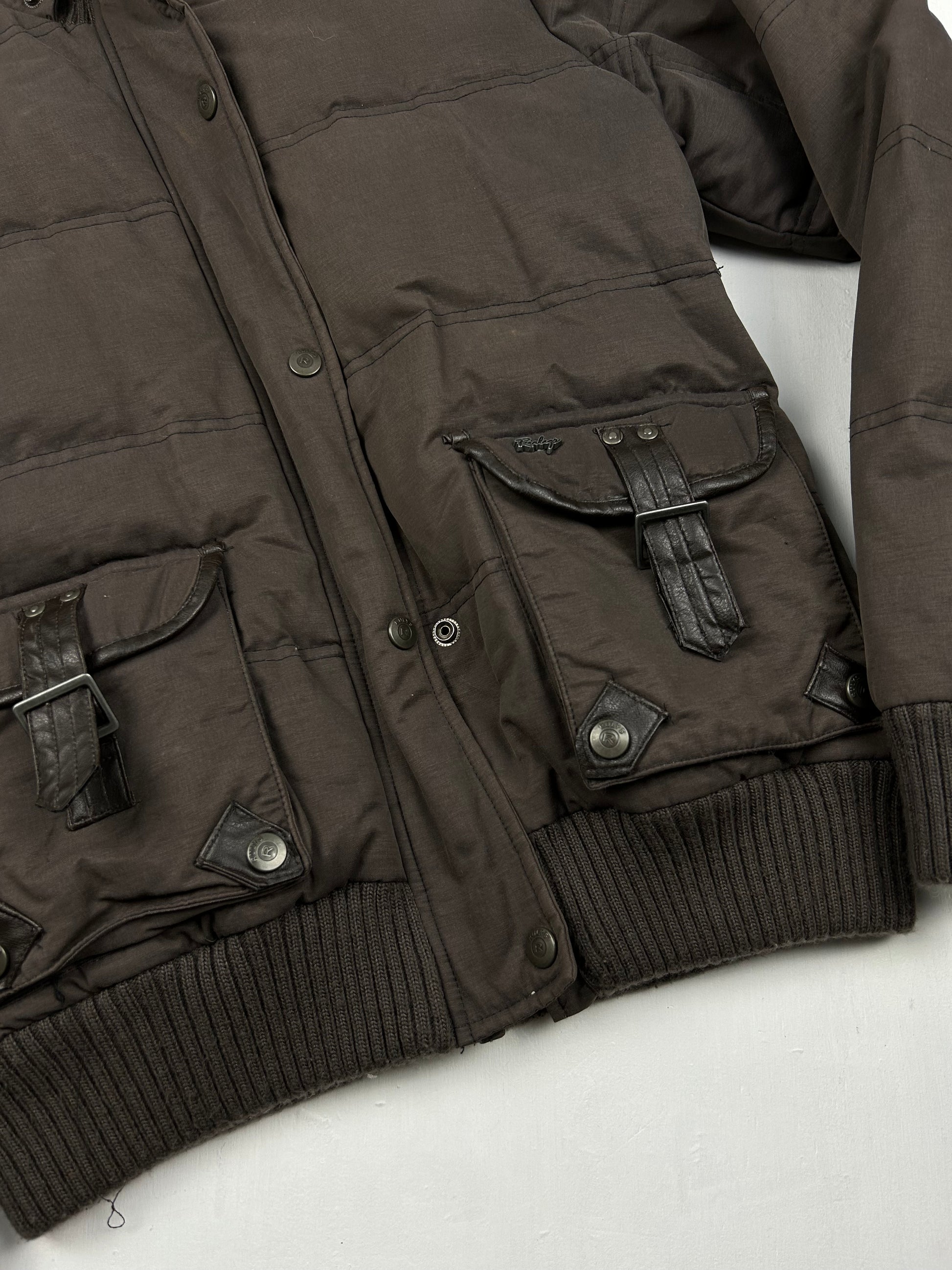 Brown zip up puffer jacket (S/M)