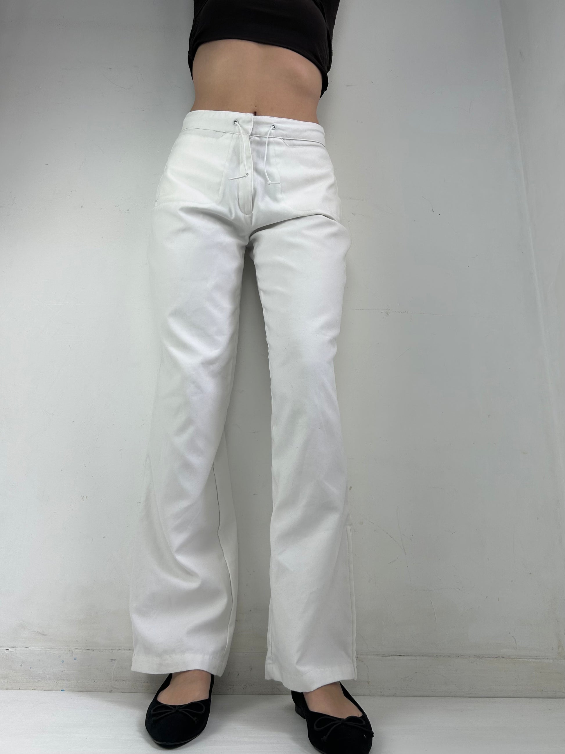 White mid waist baggy joggers pants (S)