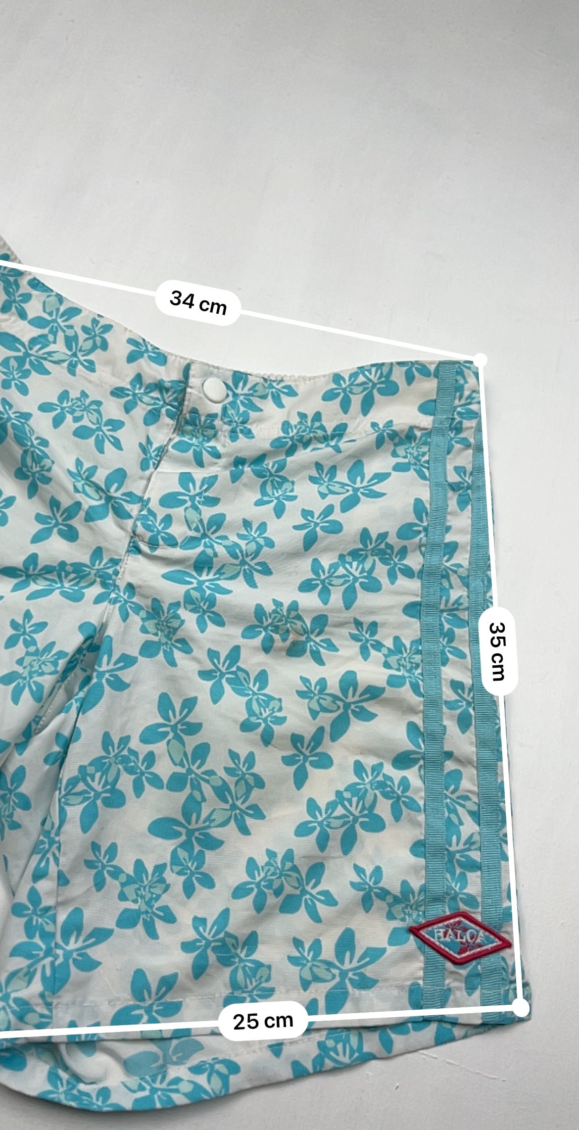 Blue floral print beachwear mini short (S)