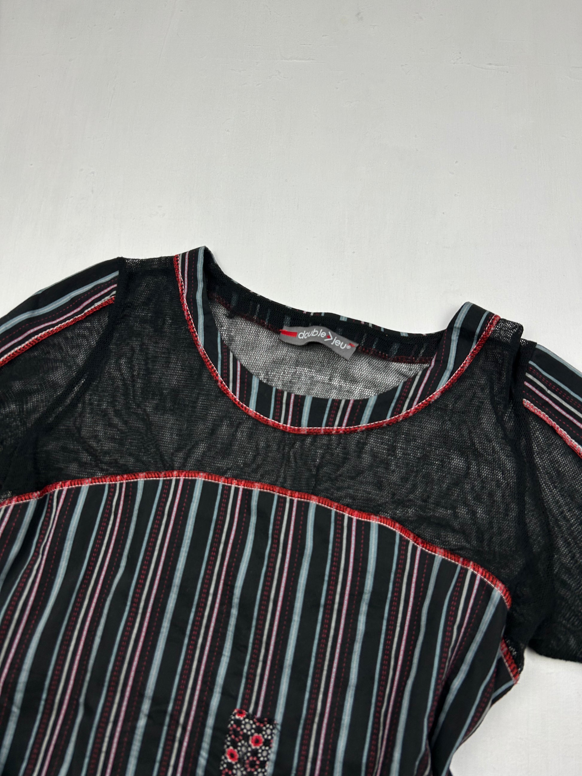 Black striped mesh long sleeves top (S/M)