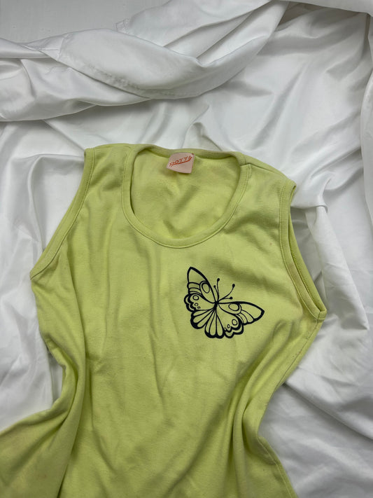 Green butterfly tank top (M)