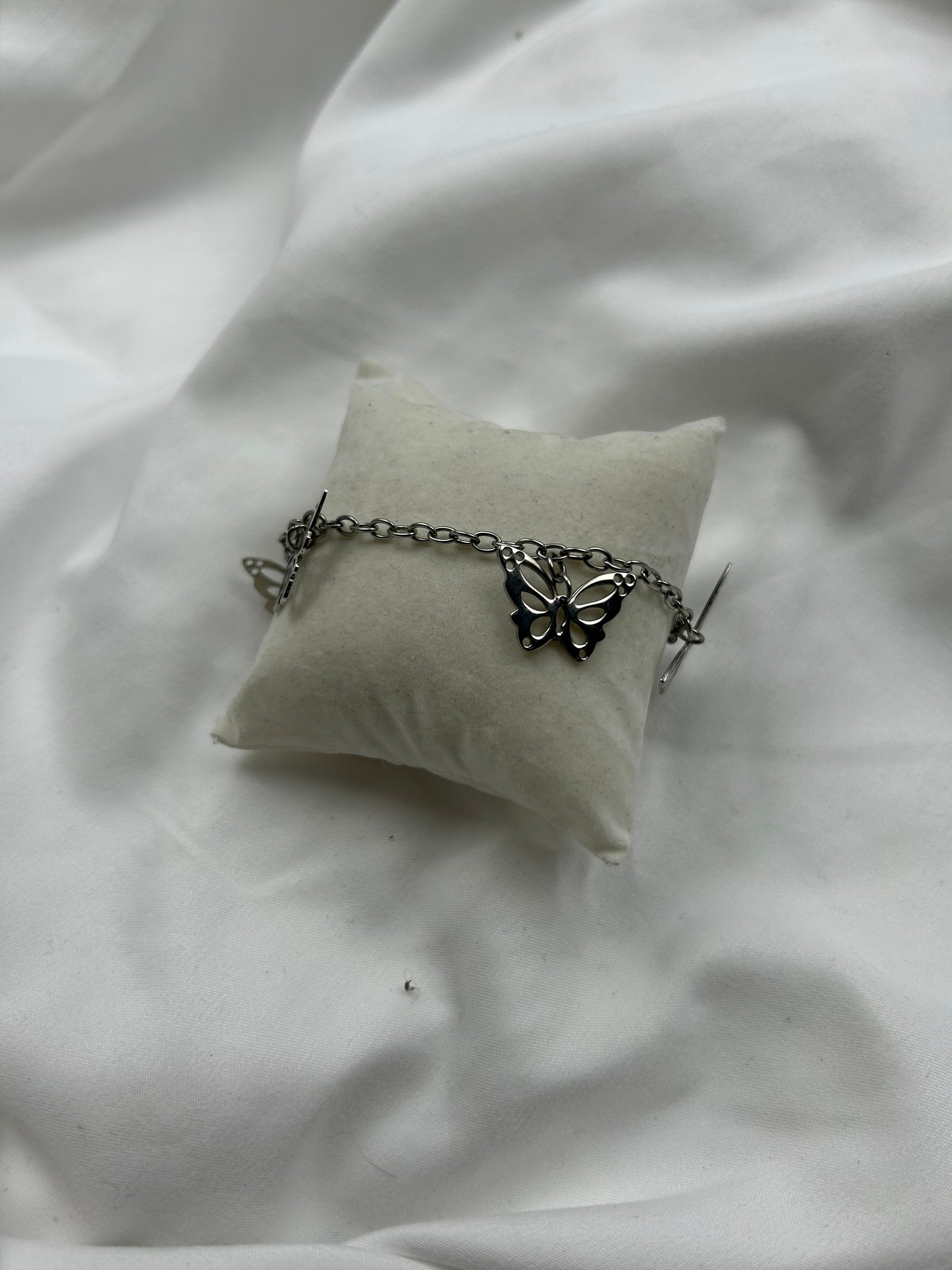 Vintage stainless steel silver butterflies bracelet