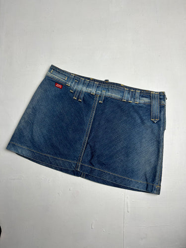 Navy blue low rise denim mini / micro skirt 90s y2k vintage (S/M)