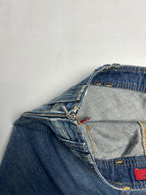 Load image into Gallery viewer, Navy blue low rise denim mini / micro skirt 90s y2k vintage (S/M)