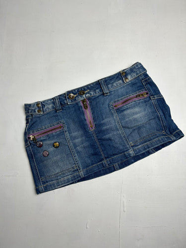 Navy blue low rise denim mini / micro skirt 90s y2k vintage (M)