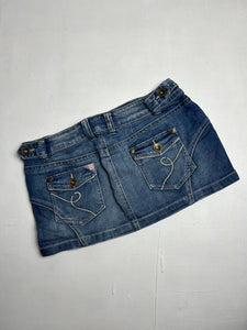 Navy blue low rise denim mini / micro skirt 90s y2k vintage (M)