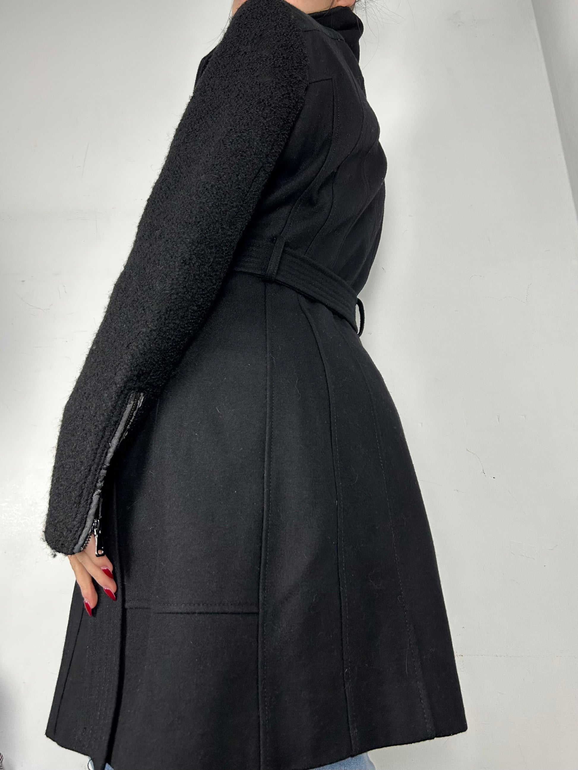 Black wool trench coat (S)