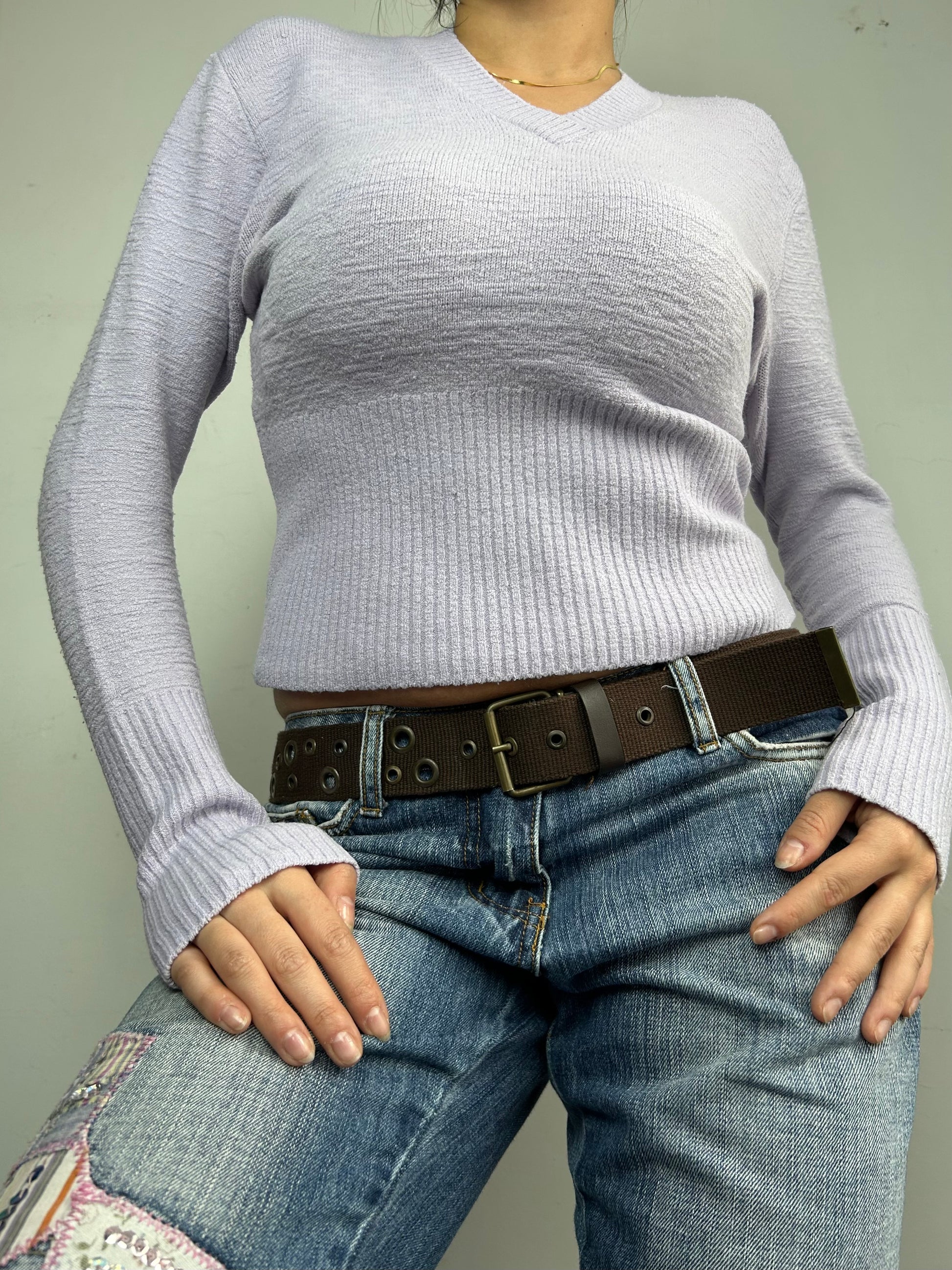 Lilac ribbed knitted jumper (S/M)