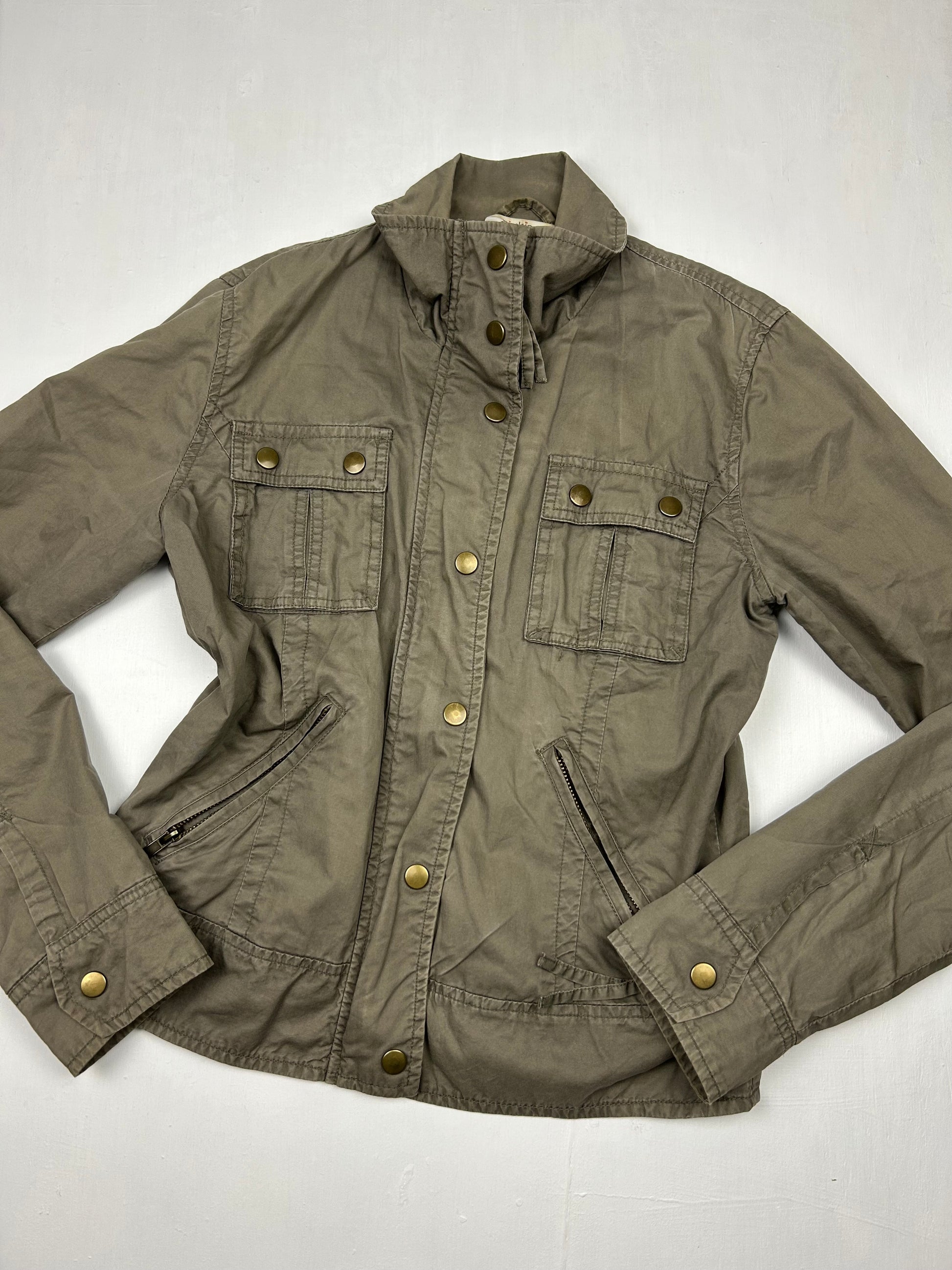 Khaki utility biker jacket (S)