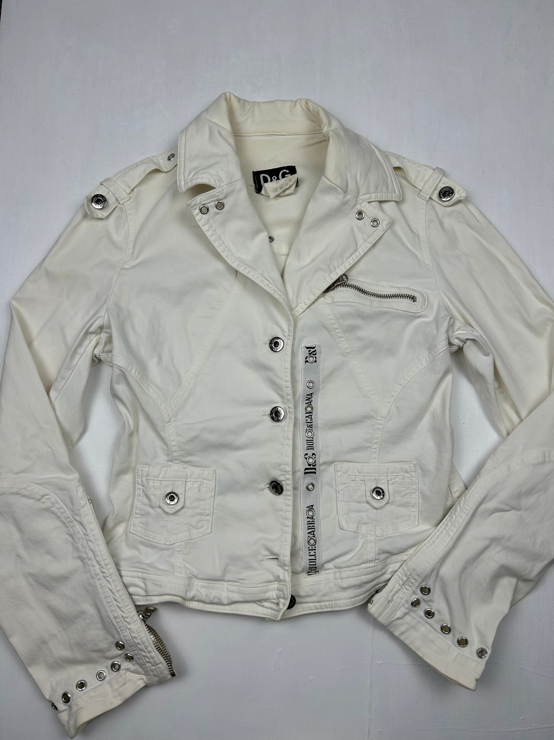 White denim biker jacket (M)