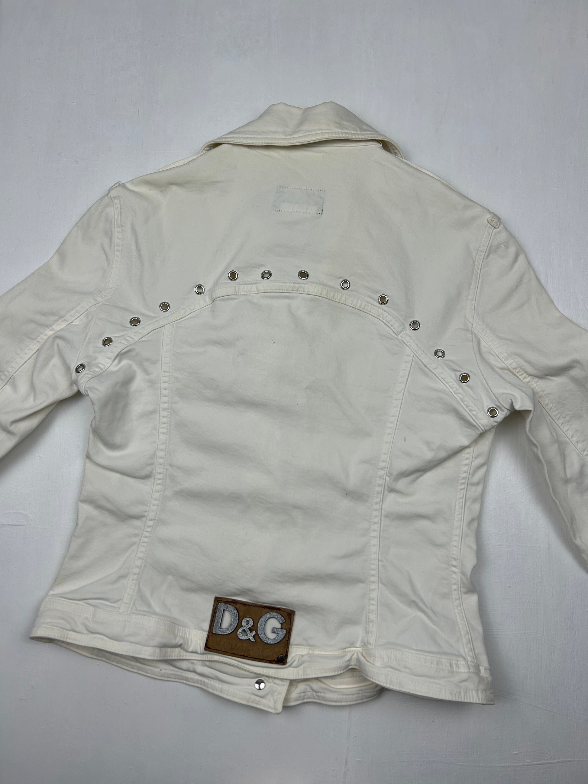 White denim biker jacket (M)