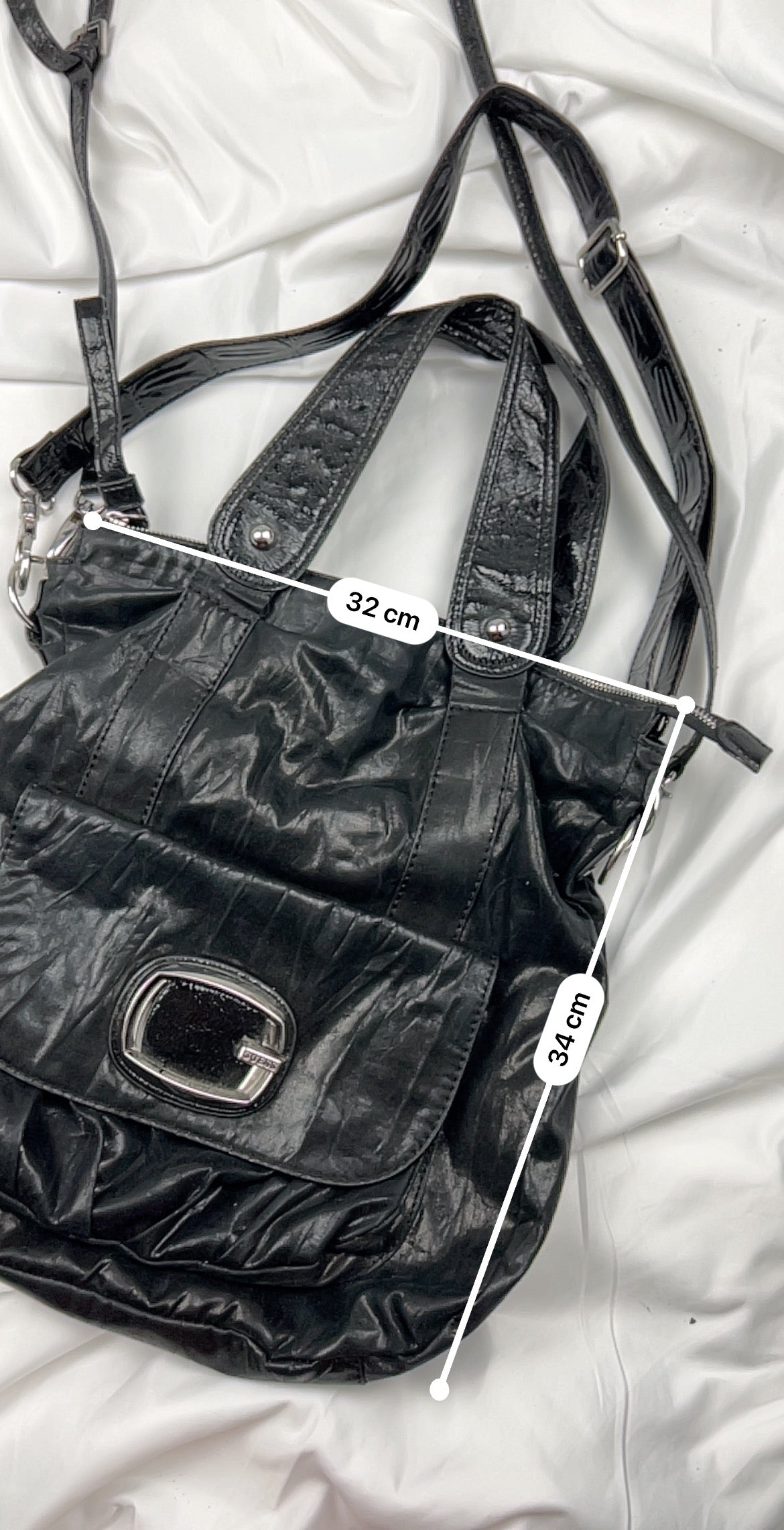 Black besace pvc leather uni crossbody buckle bag