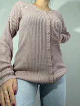 Load image into Gallery viewer, Baby pink ribbed cardigan jumper (S/M)