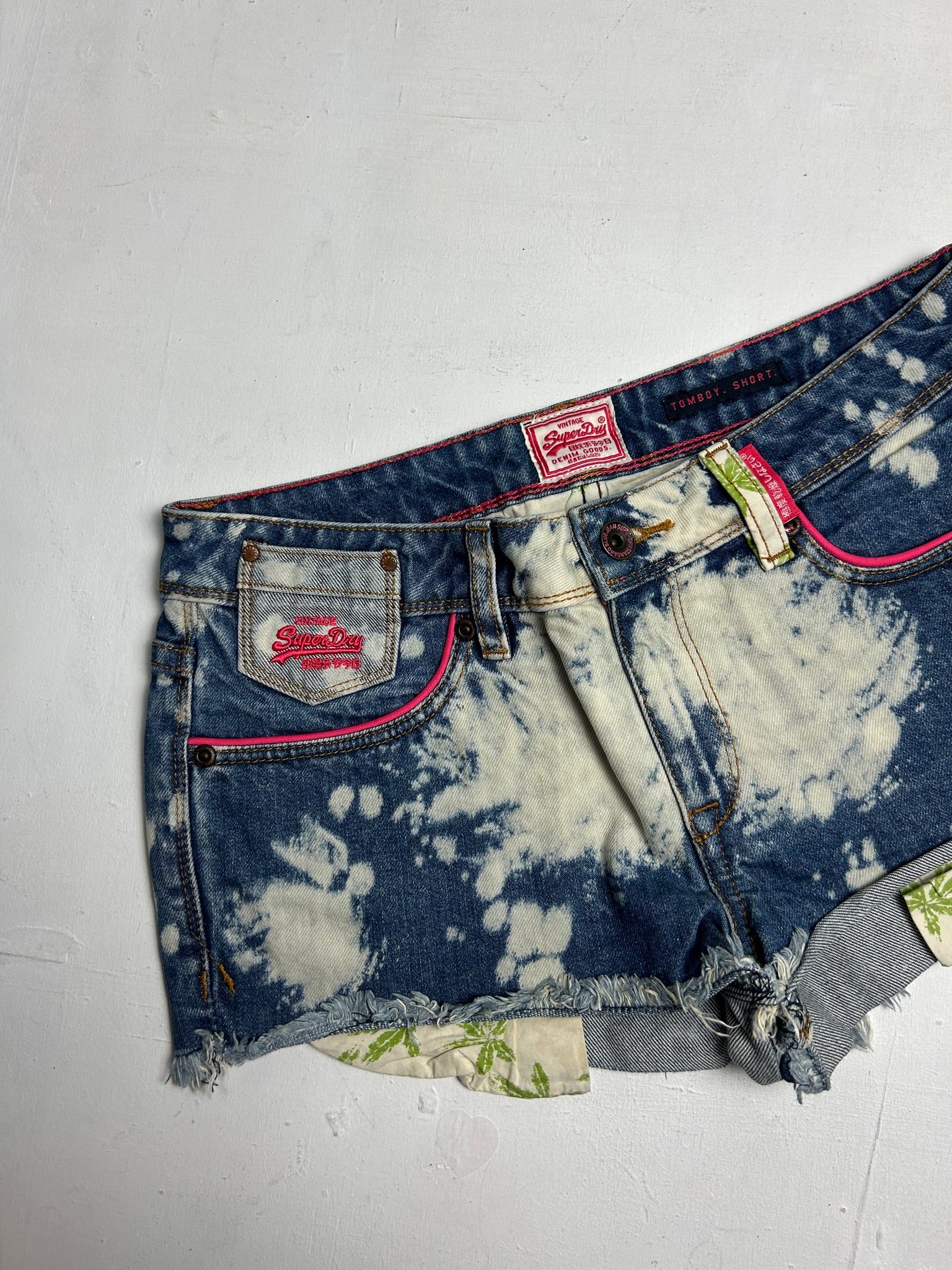 Blue denim tie & dye low rise mini/ micro short (S)