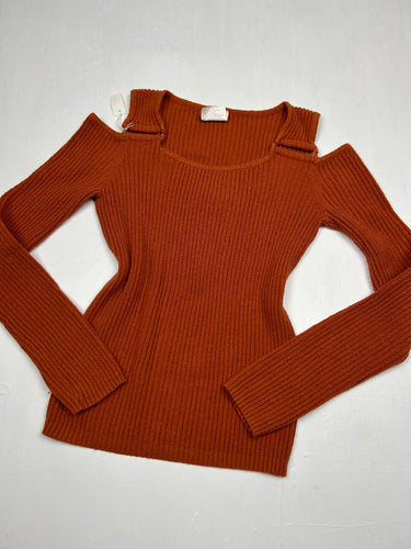 Orange ribbed buckle jumper (S/M)