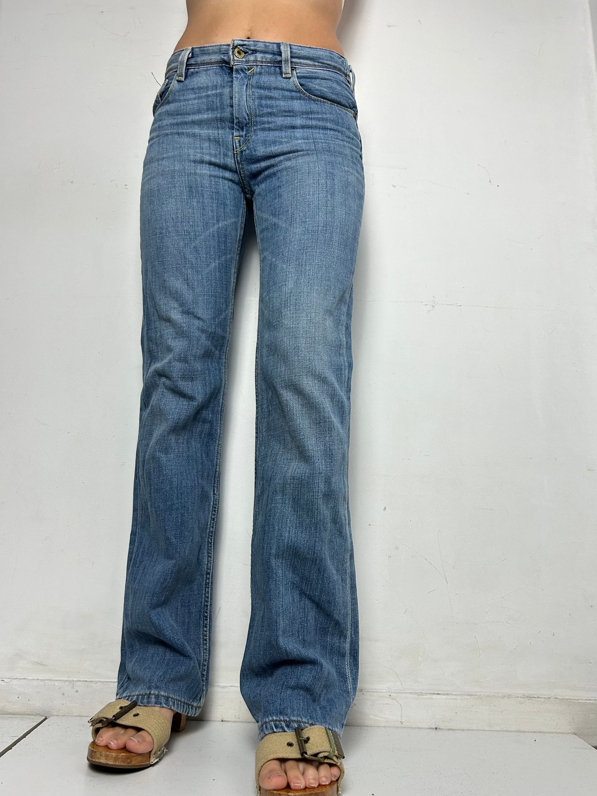 Blue denim  low waist flare / bootcut pants (S)