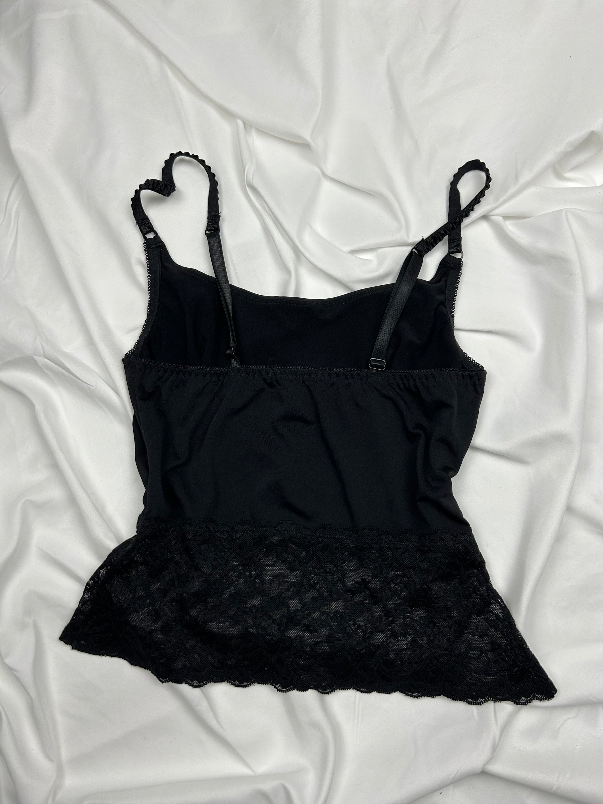 Black lace details babydoll cami top (S)