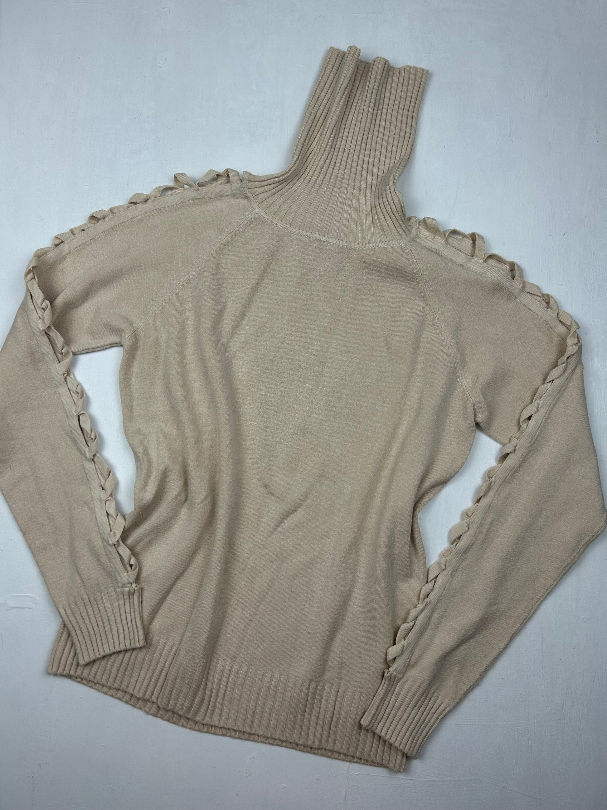 Beige turtleneck lace up jumper (S/M)