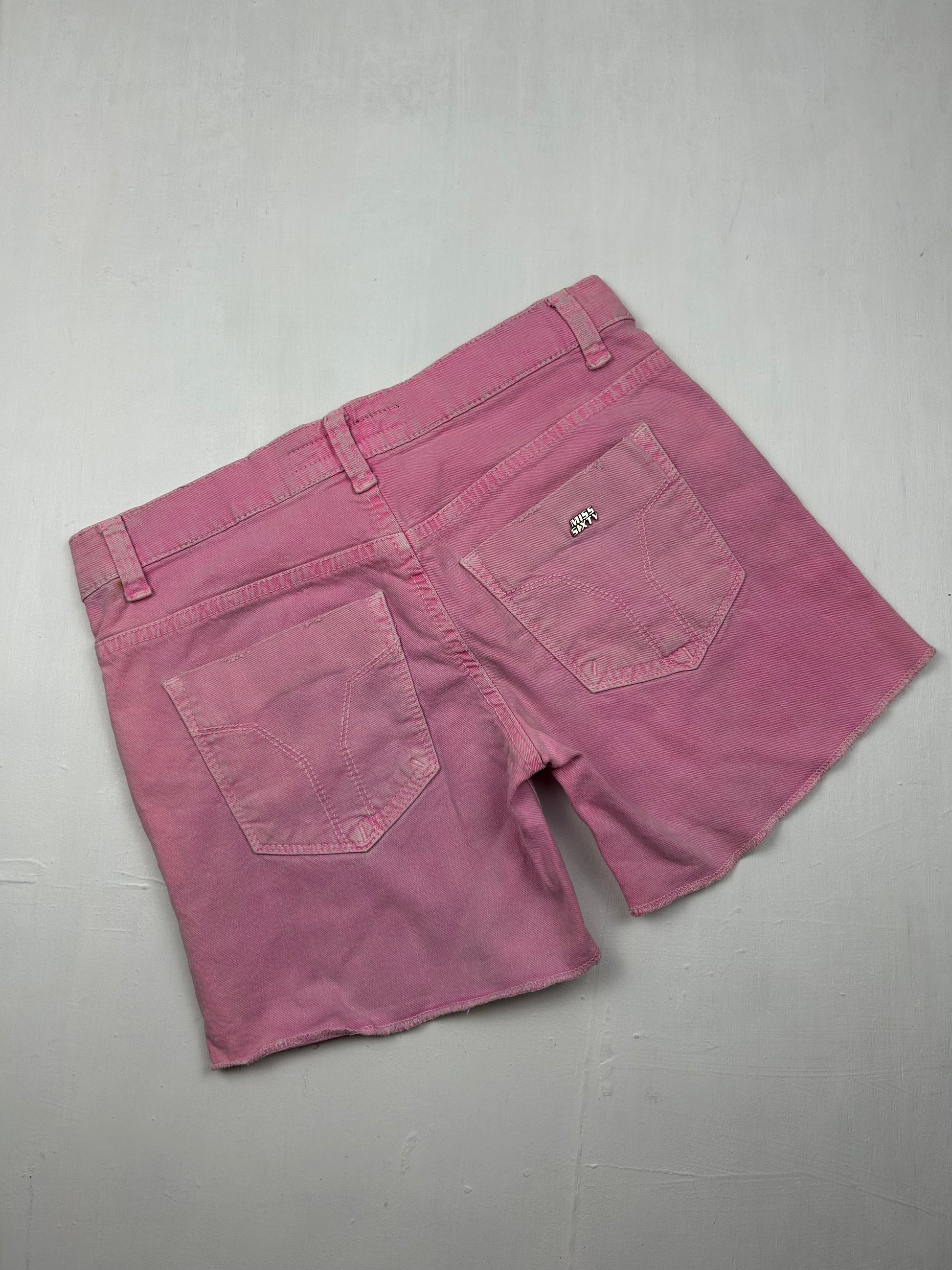 Pink denim low rise mini short (S)