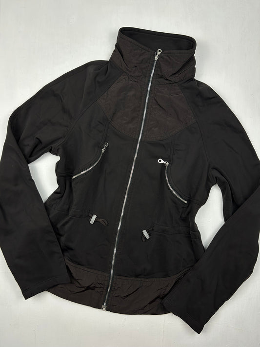 Black zip up high neck biker sweatshirt jacket (S/M)