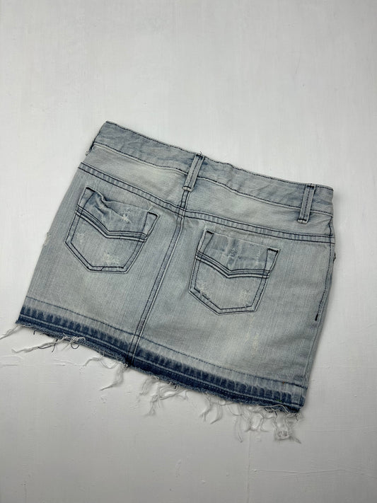 Blue denim low rise mini skirt (S)