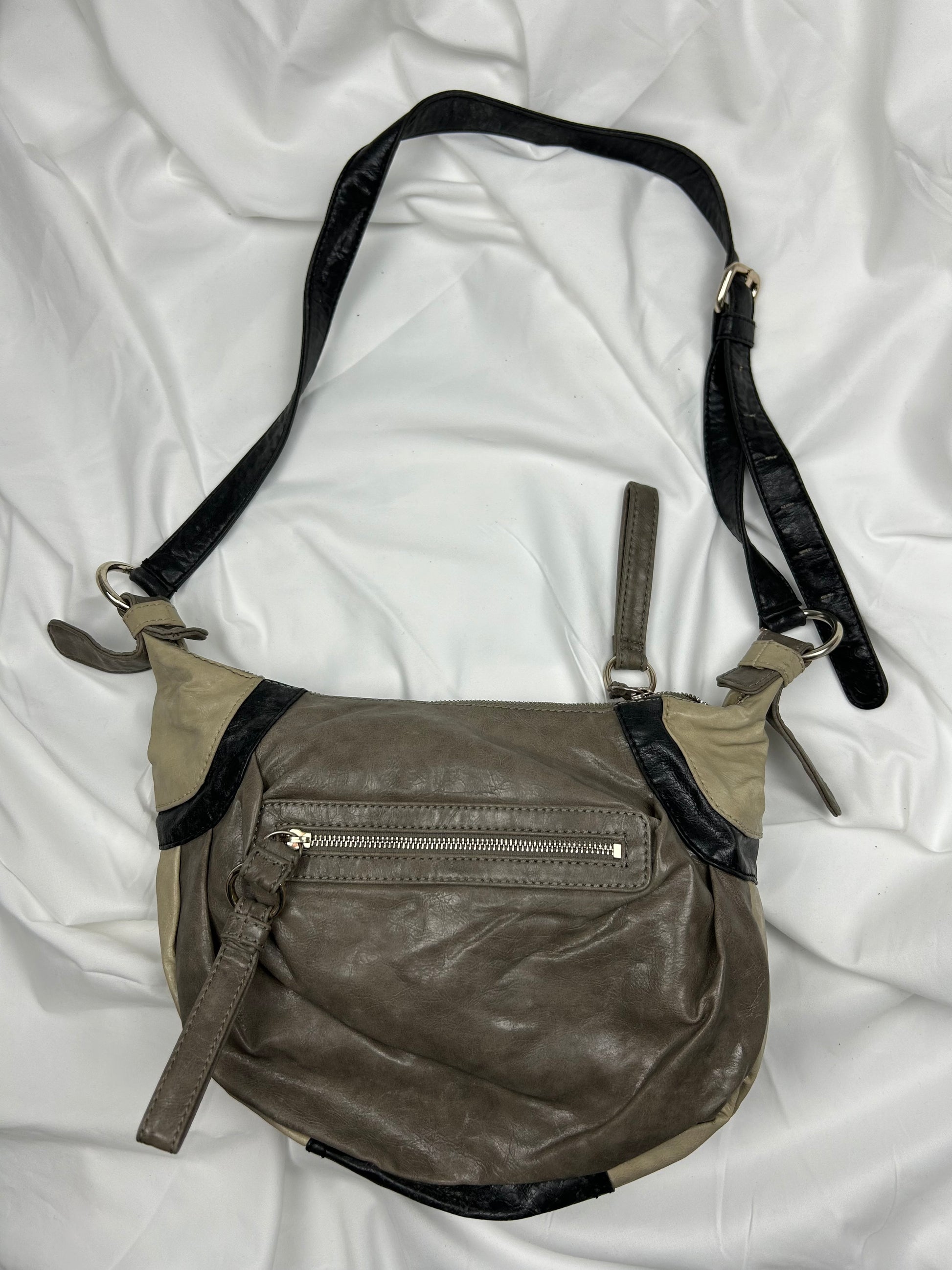 Khaki lace up besace uni crossbody bag