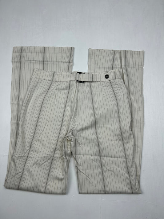 White cream striped low waist flare / bootcut office pants (S)