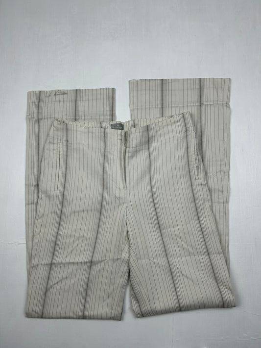 White cream striped low waist flare / bootcut office pants (S)