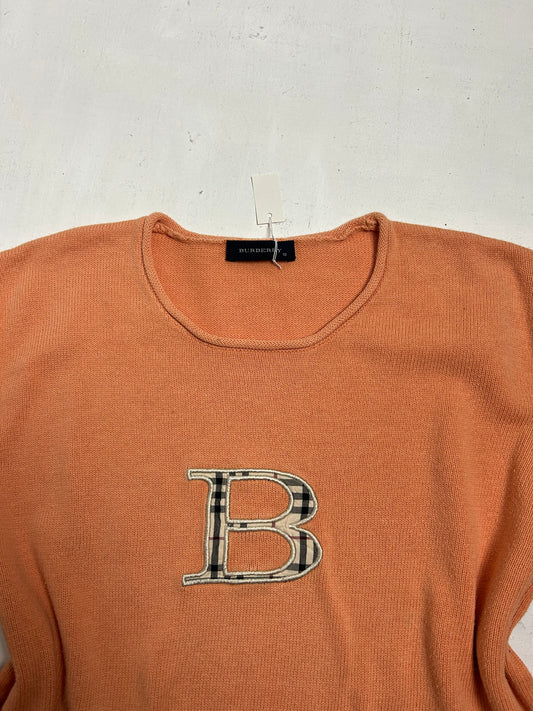 Orange cotton B logo knitted jumper (S)