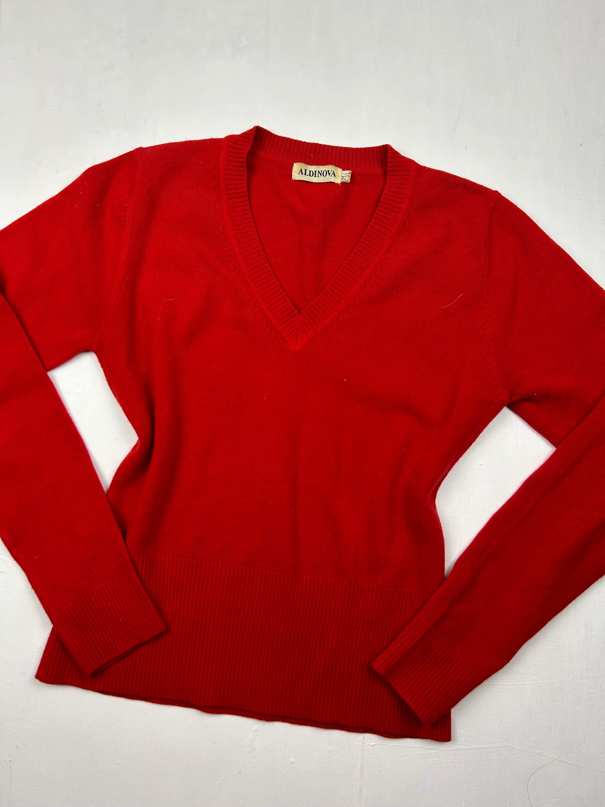 Red V neck tight jumper (S/M)