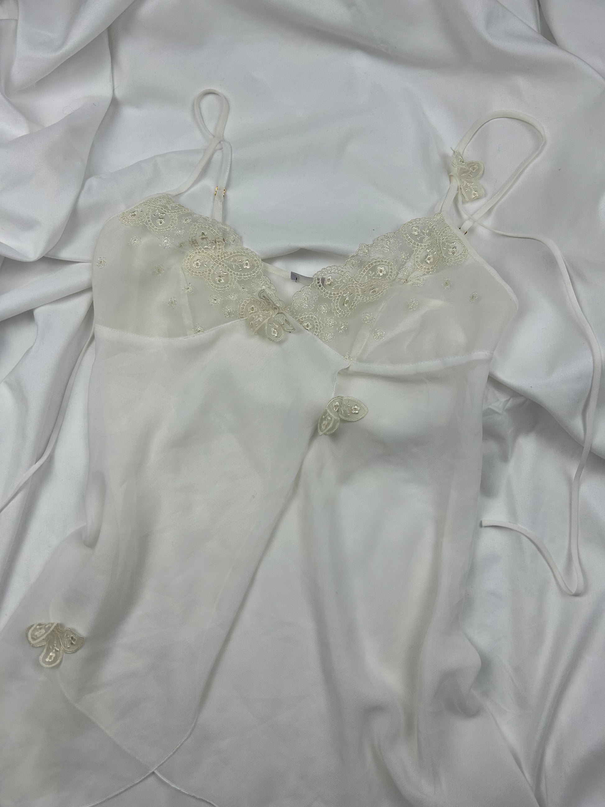 White butterfly babydoll cami dress (S/M)