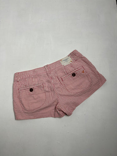 Striped red cotton low rise mini short (S/M)