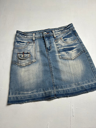 Blue denim low rise mini/micro y2k 90s vintage skirt (XS)