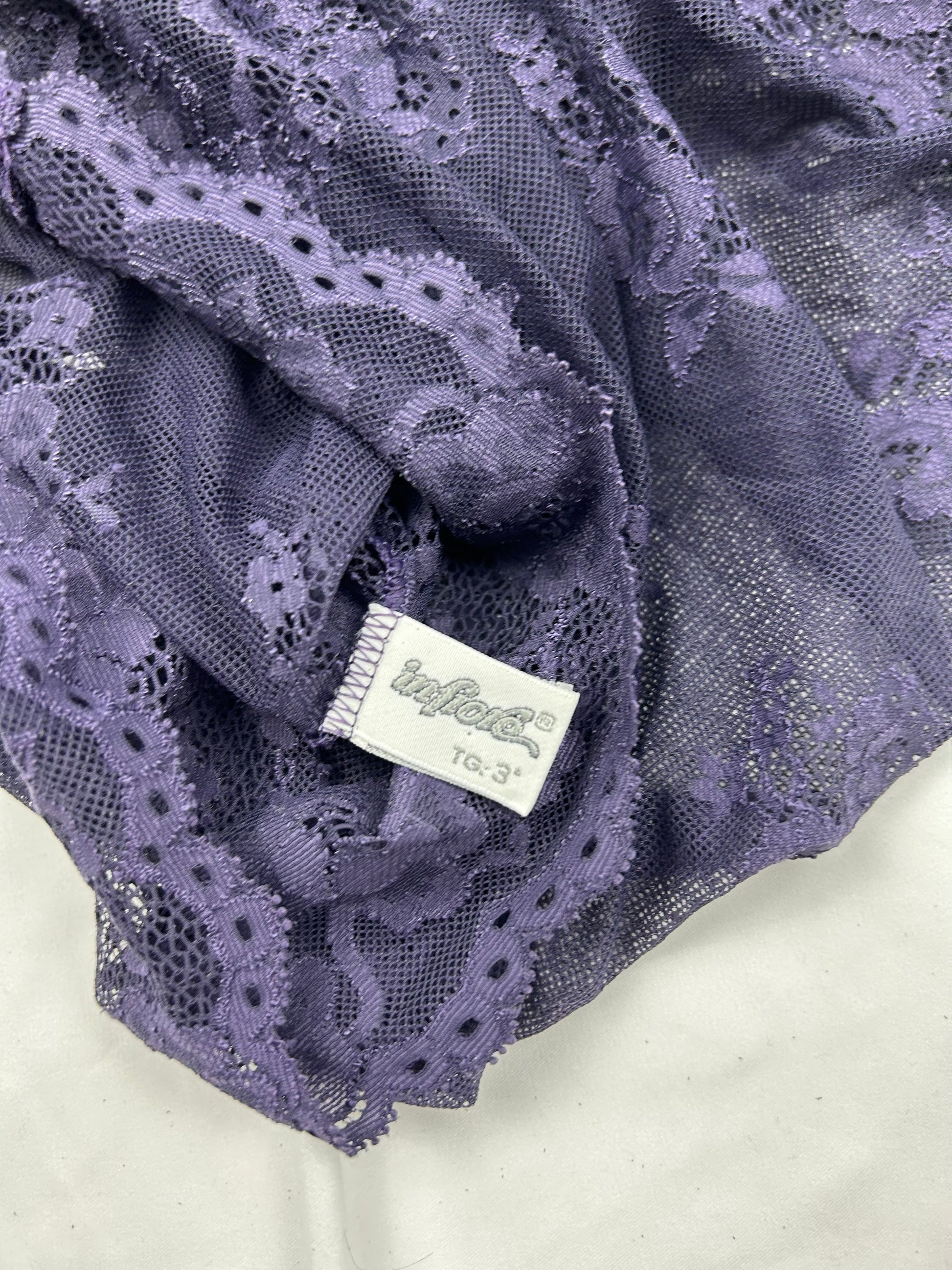 Purple lace mesh babydoll cami dress (M)