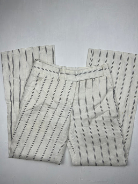 White striped low rise office pants (S)