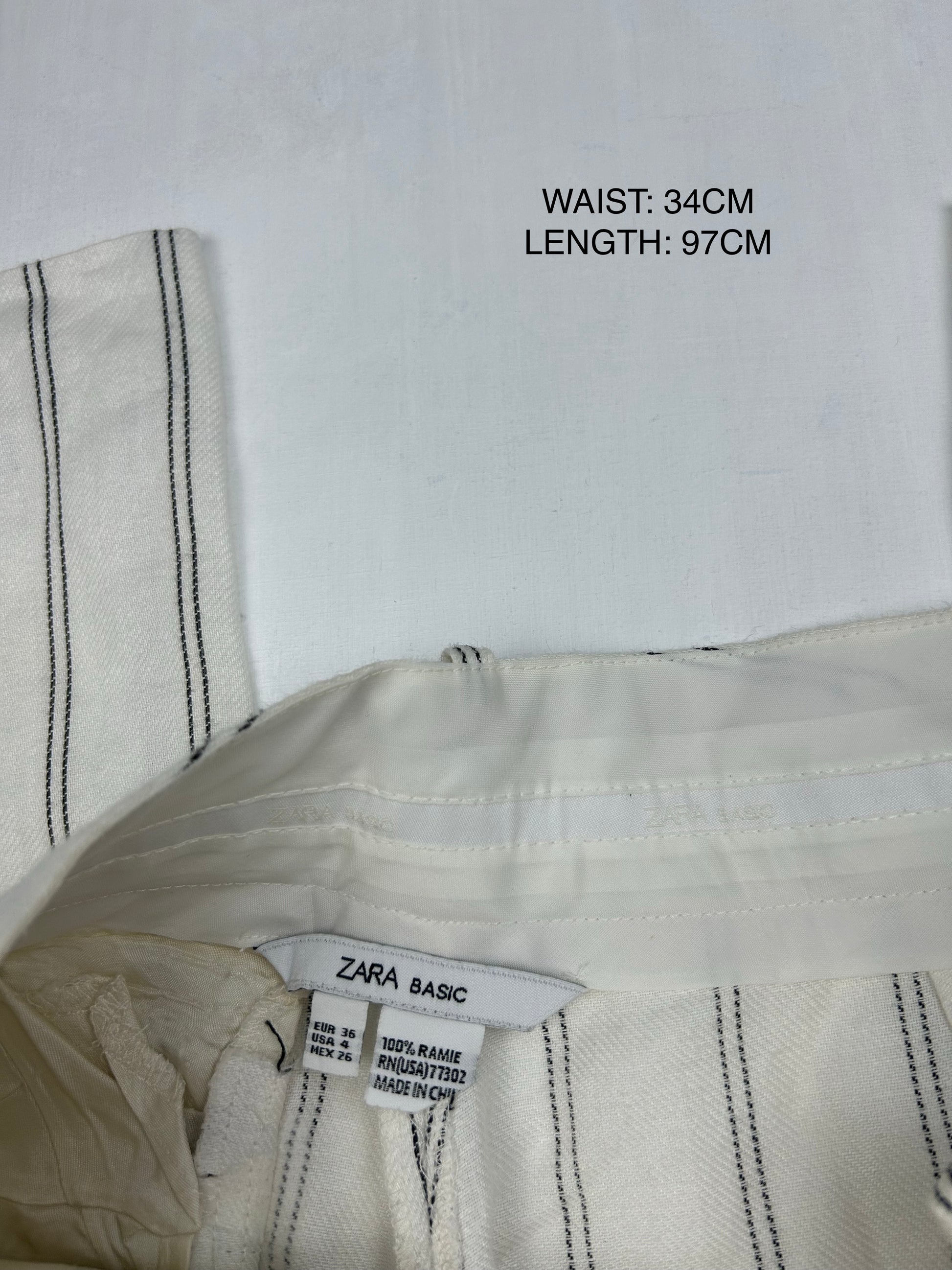 White striped low rise office pants (S)