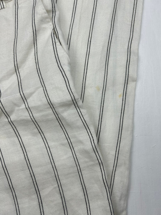 White striped low rise office pants (S)