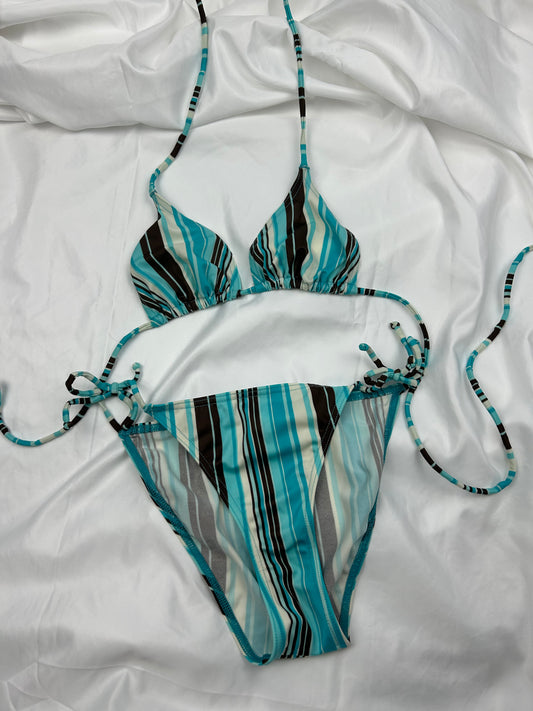 Blue striped bikini set (S/M)