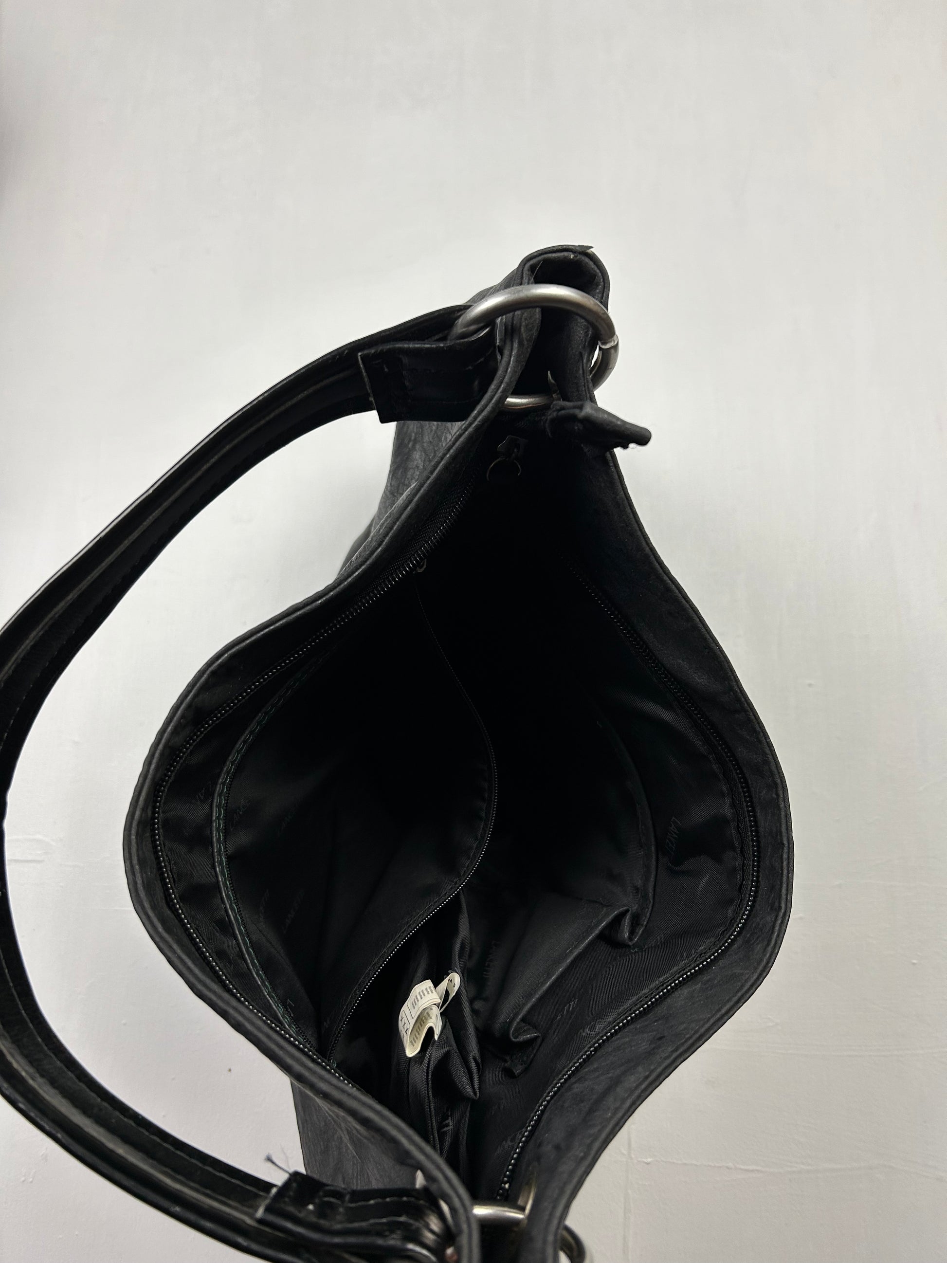 Black medium pvc leather besace shoulder bag