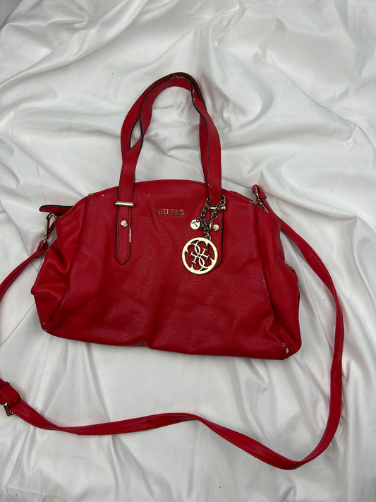 Red pvc leather shoulder bag