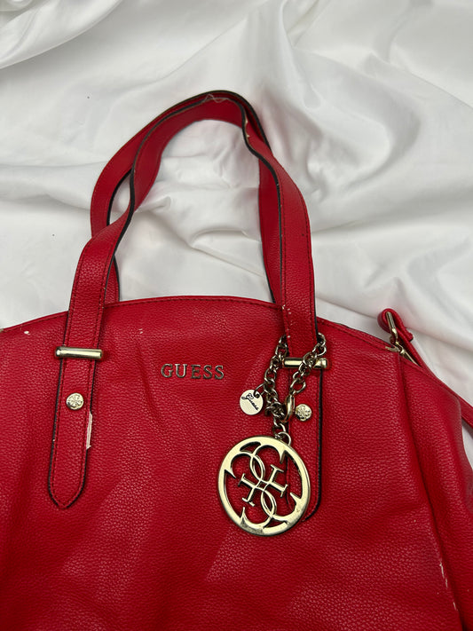 Red pvc leather shoulder bag