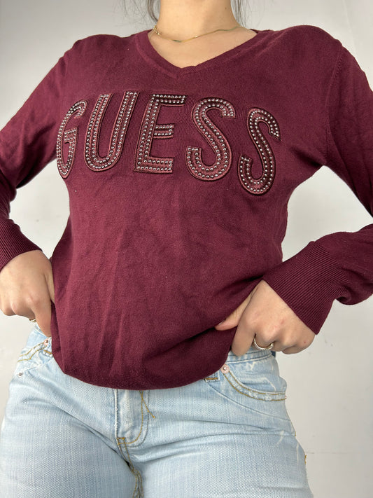 Burgundy spell out logo  jumper (M)