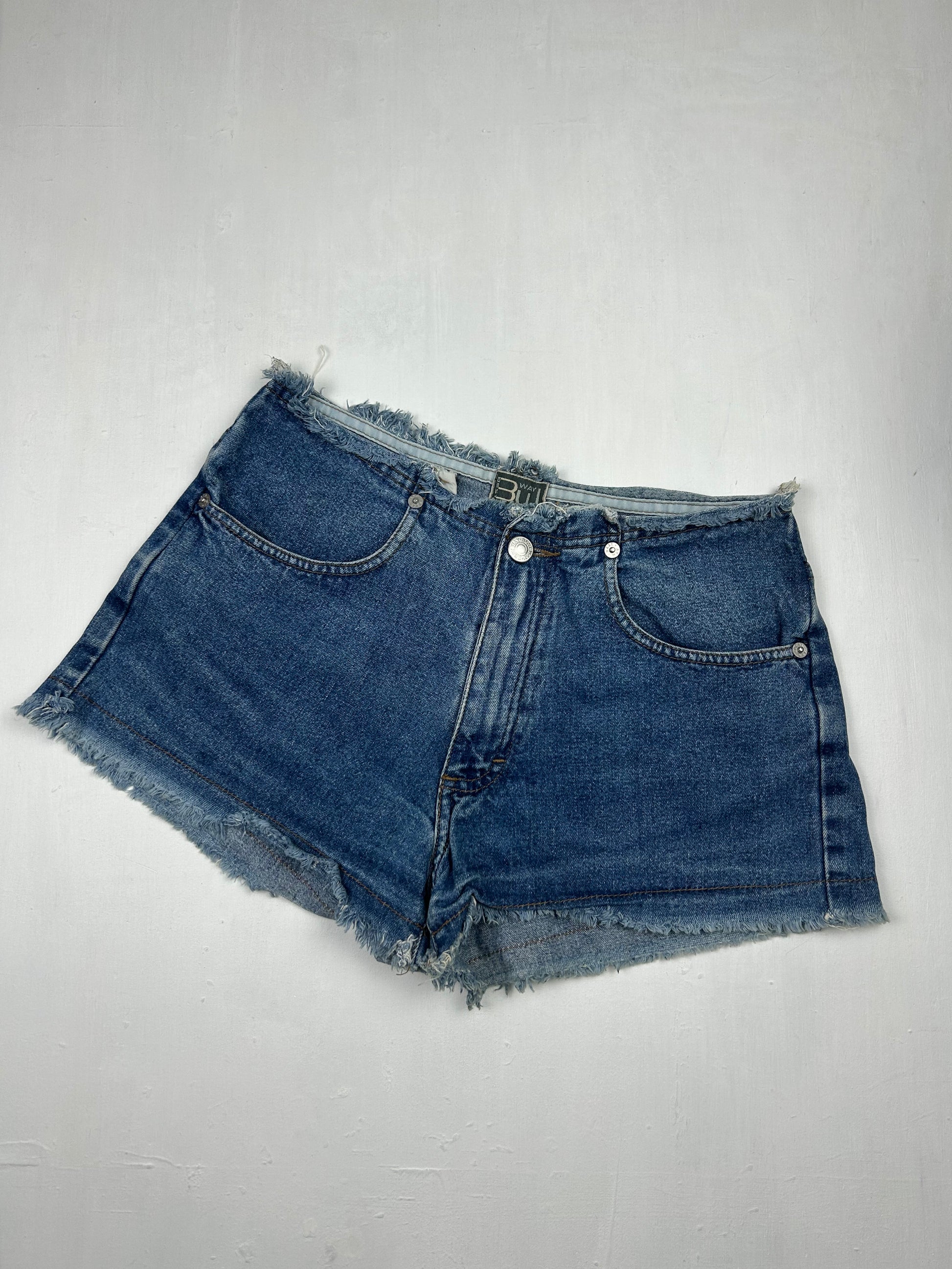 Blue denim mid rise mini short (S)