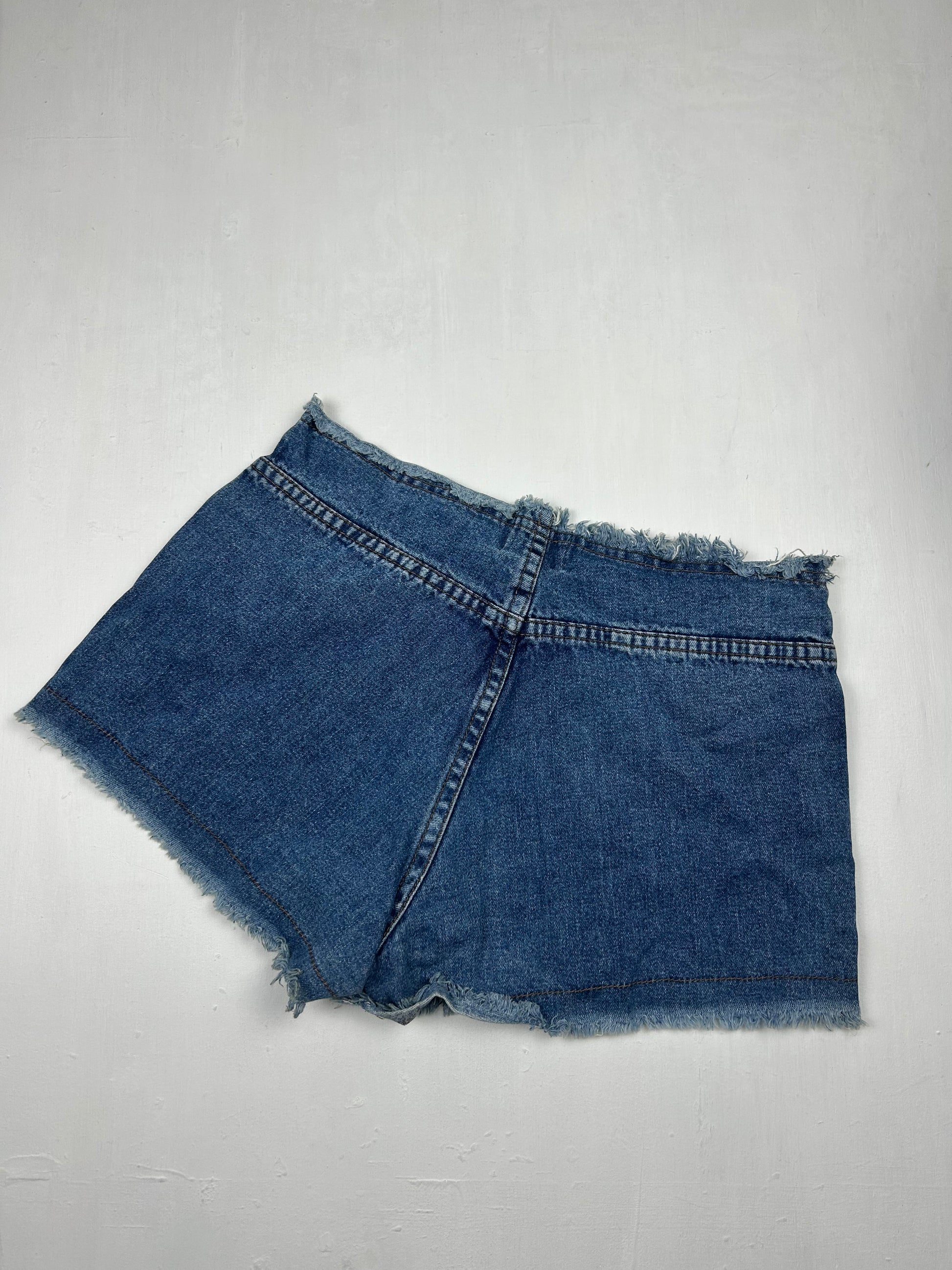 Blue denim mid rise mini short (S)