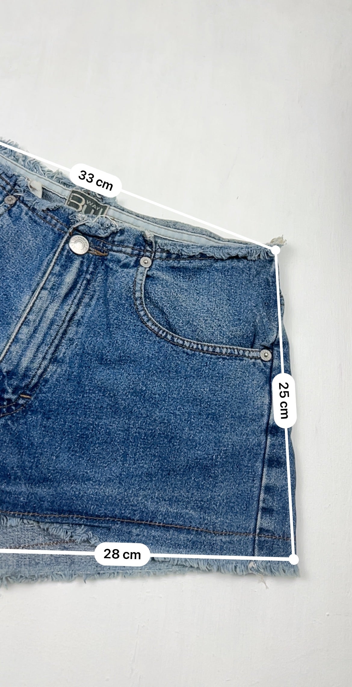 Blue denim mid rise mini short (S)