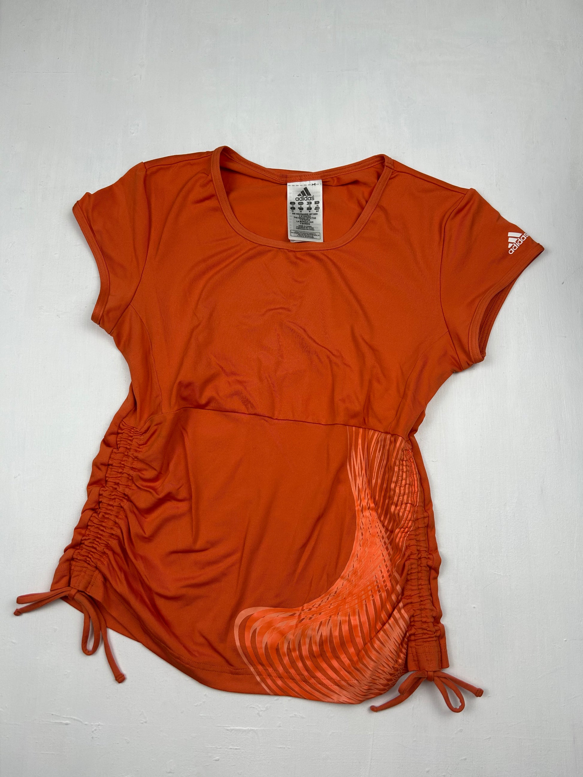 Orange ruched tight fit tee (M)