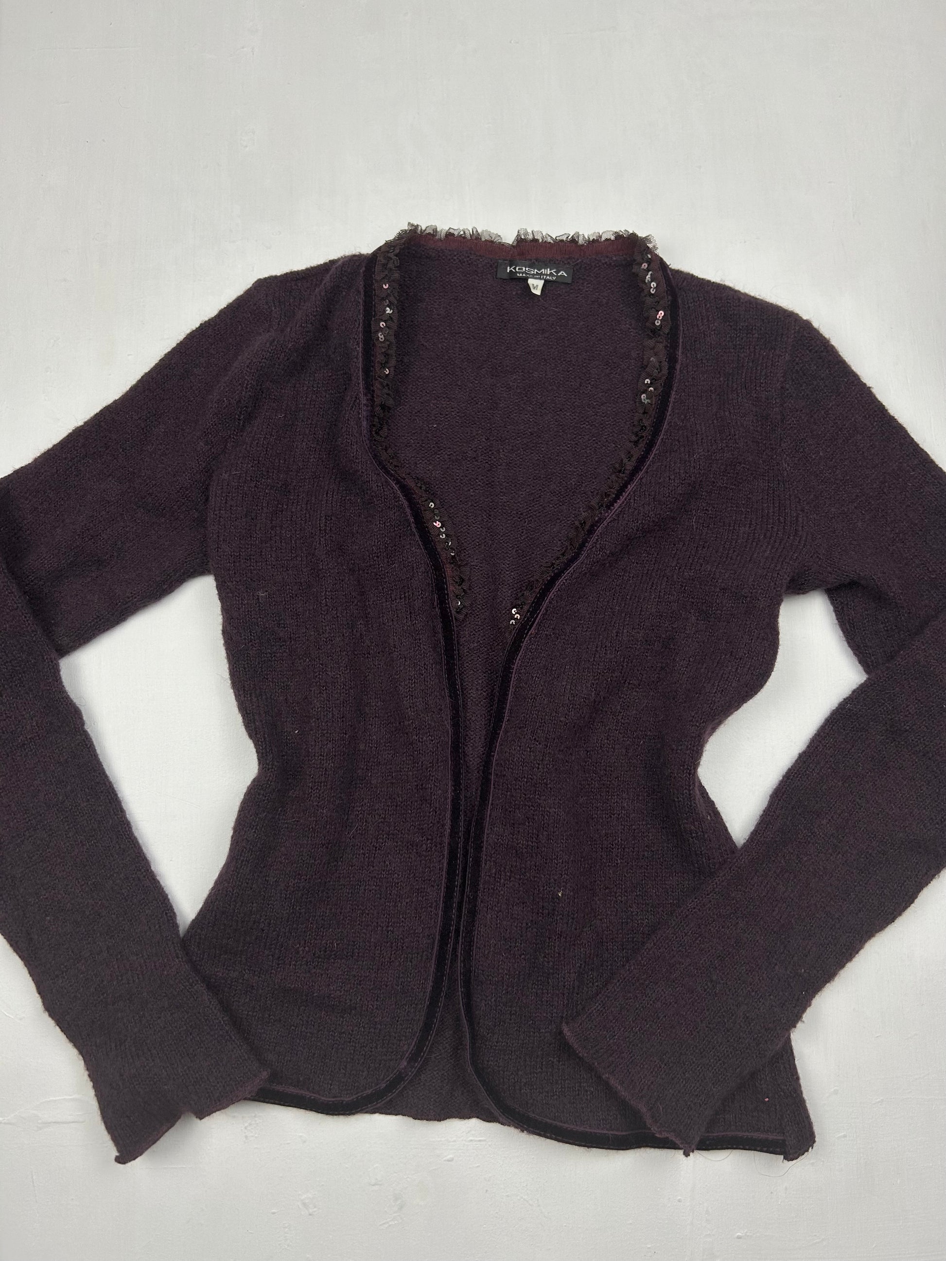 Purple sequins cardigan jumper (S)