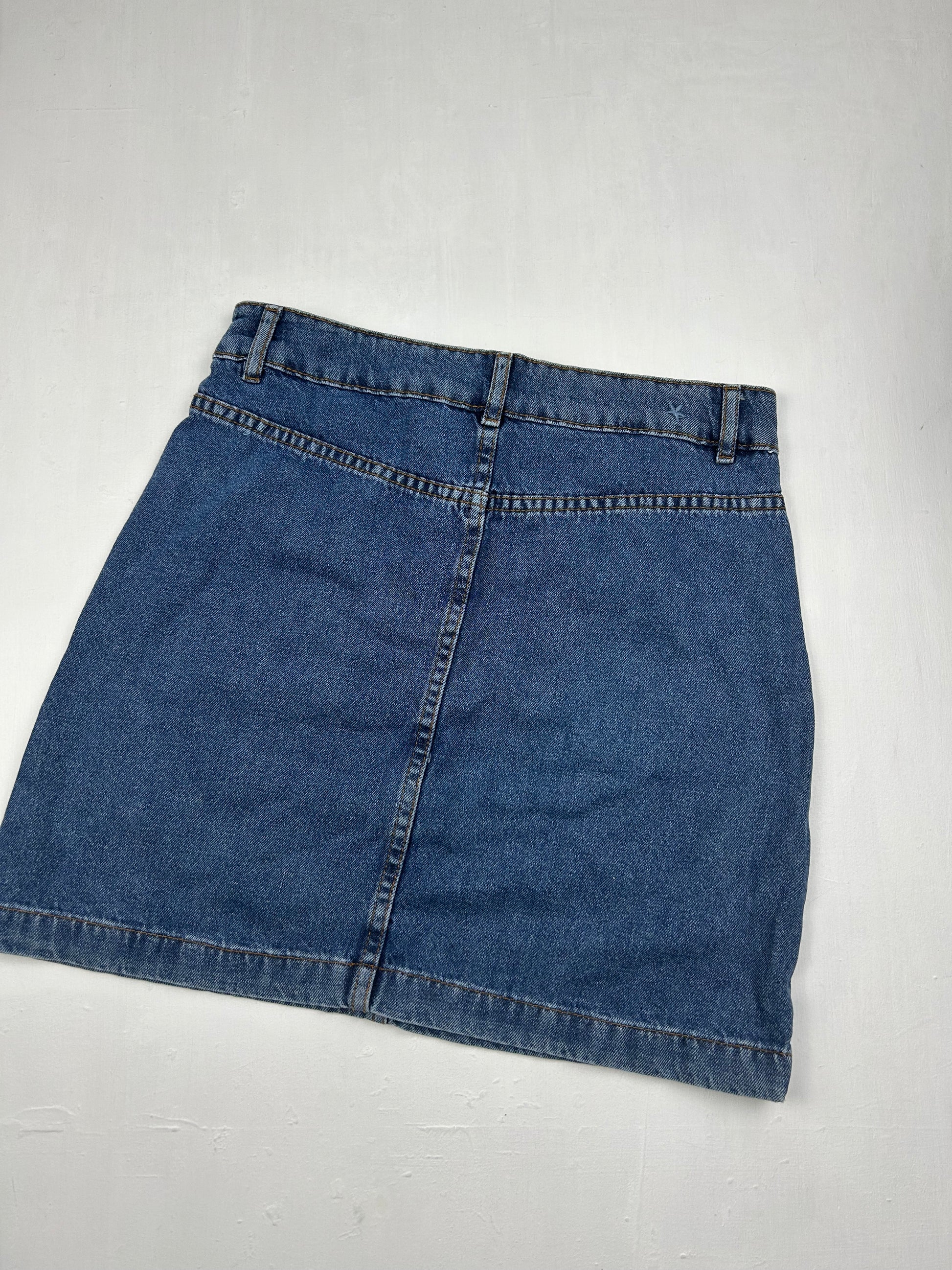 Blue denim mid rise mini skirt (S)